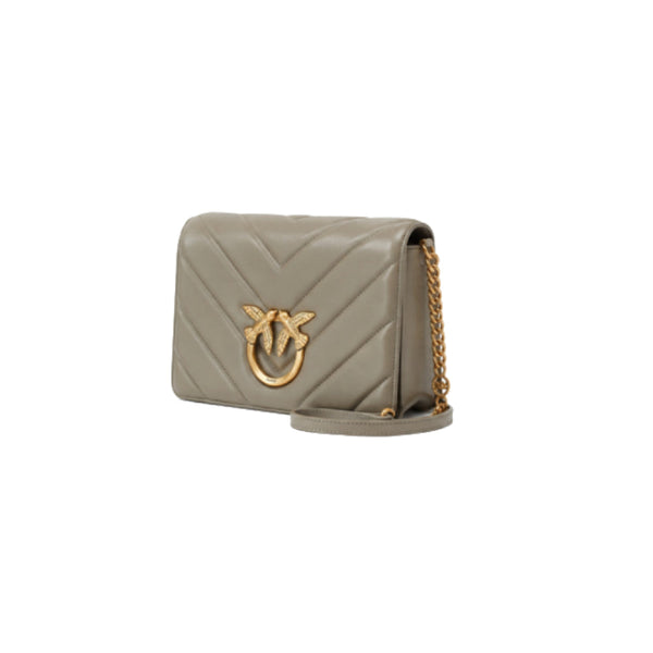 PINKO Love Click Classic Mini Crossbody Bag In Taupe