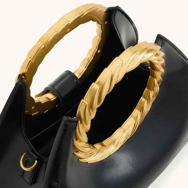JW Pei Amiya Leaf Handle Sculpture Bag-Black