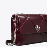 Tory Burch Kira Diamond Quilt Distressed Shoulder Bag In Dark Carmine