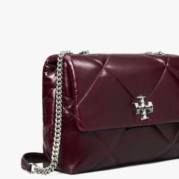 Tory Burch Kira Diamond Quilt Distressed Shoulder Bag In Dark Carmine