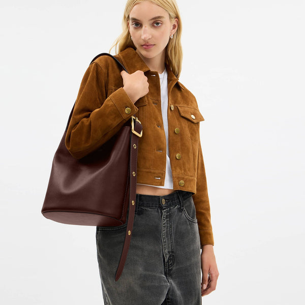 Coach Bleecker Bucket Bag in dark brown