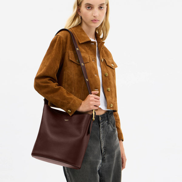 Coach Bleecker Bucket Bag in dark brown