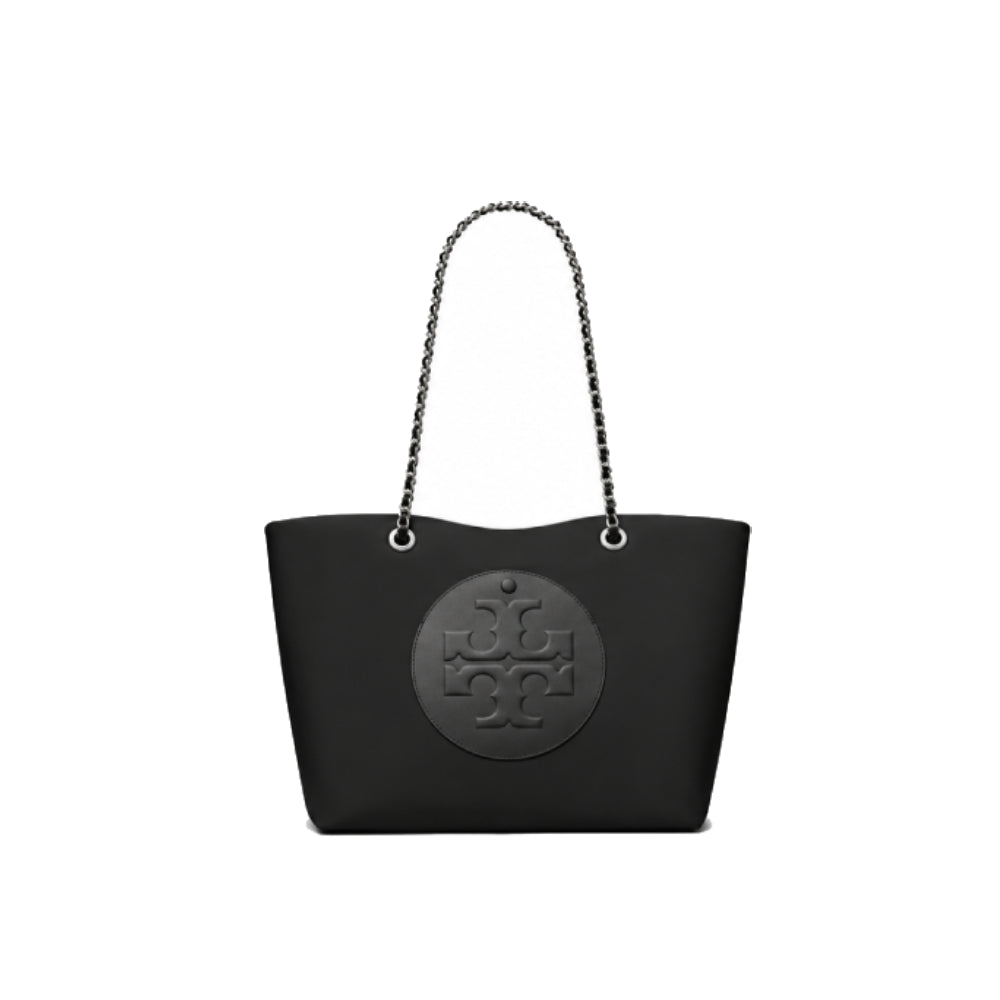 Tory Burch Ella Silver Chain Tote Bag in Black