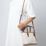 Micheal Kors small Jet Set Travel tote bag with top zip closure and logo in white