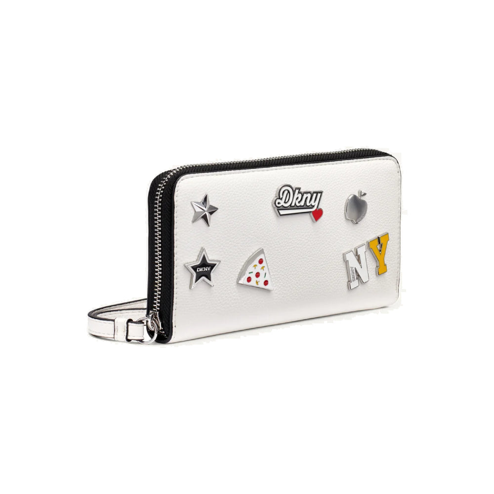 DKNY Paula Large Zip Around Wallet with Wristlet in Marshmallow