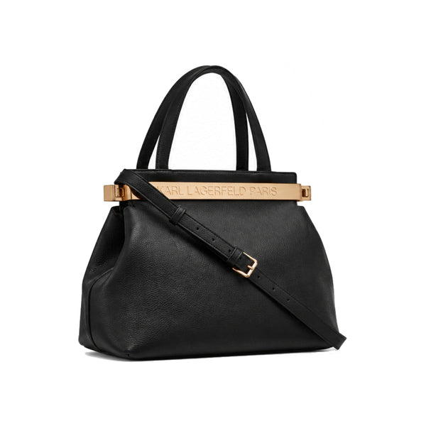 Karl Lagerfeld Paris Jacqueline Medium Leather Satchel In Black