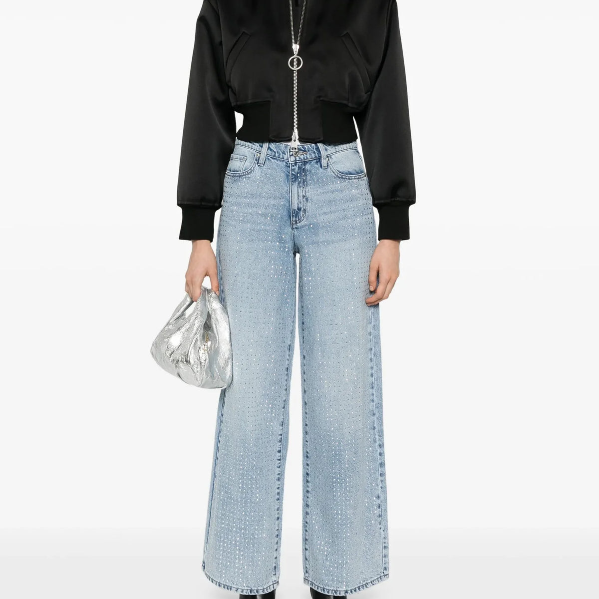 DKNY Shimmery straight-leg cropped jeans size 40