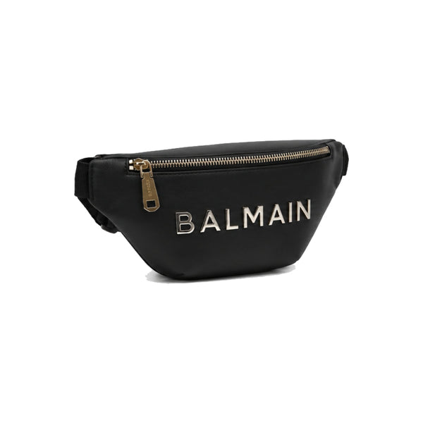 Balmain Waist Bag with Gold-Tone Logo In Black