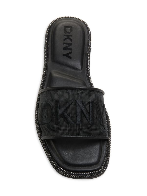 DKNY Badin Logo Embellished-Trim Flat Sandals
