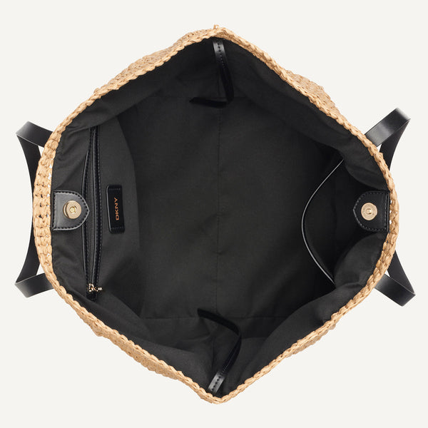 DKNY Paloma Crochet Raffia Logo Tote