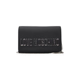 Love Moschino Gold Silver Chain Crossbody Bag in Black