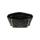 Love Moschino Quilted Chain Shoulder Bag with Logo Plaque In Black