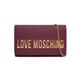 Love Moschino Zip-Through Crossbody Bag with Metallic Logo Lettering In Burgandy