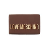 Love Moschino Zip-Through Crossbody Bag with Metallic Logo Lettering In Brown