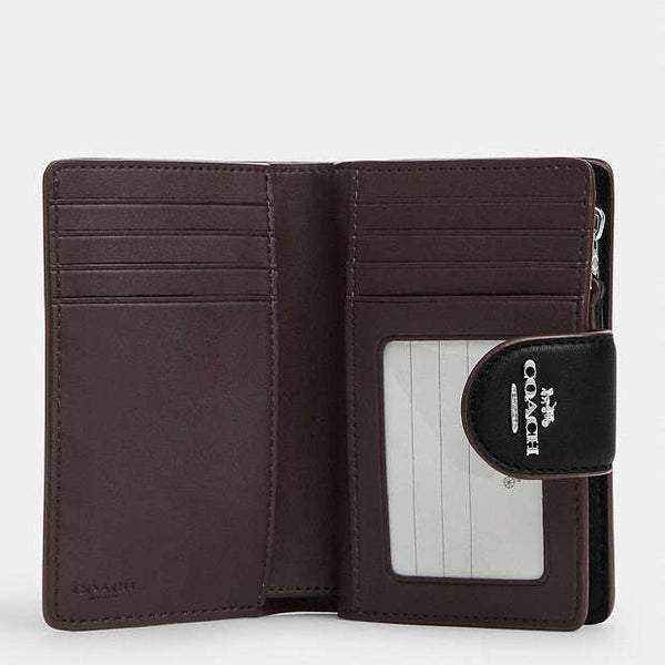 Coach Medium Corner Zip Wallet With Signature Black