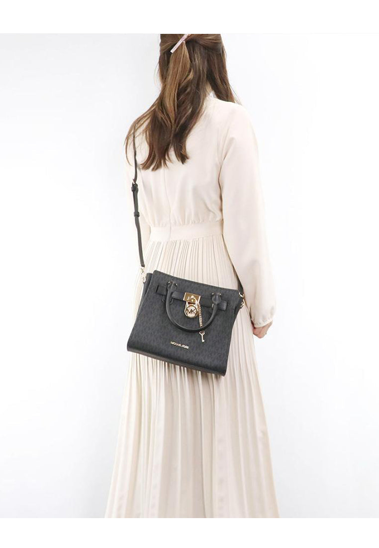 MICHAEL KORS OUTLET HAMILTON Satchel Medium - MK Signature in black