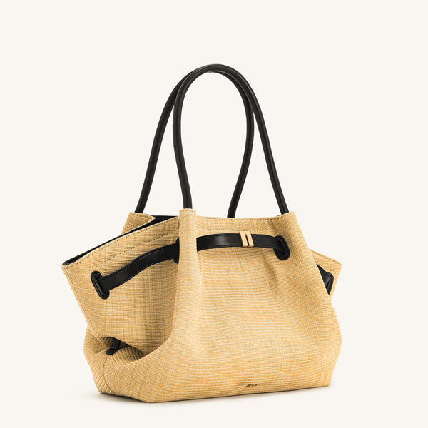 Hana Medium Faux Straw Tote Bag - Brown