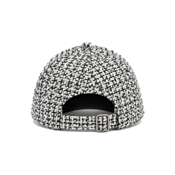 Black And White Wool Tweed Baseball Cap