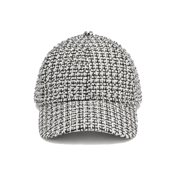 Black And White Wool Tweed Baseball Cap