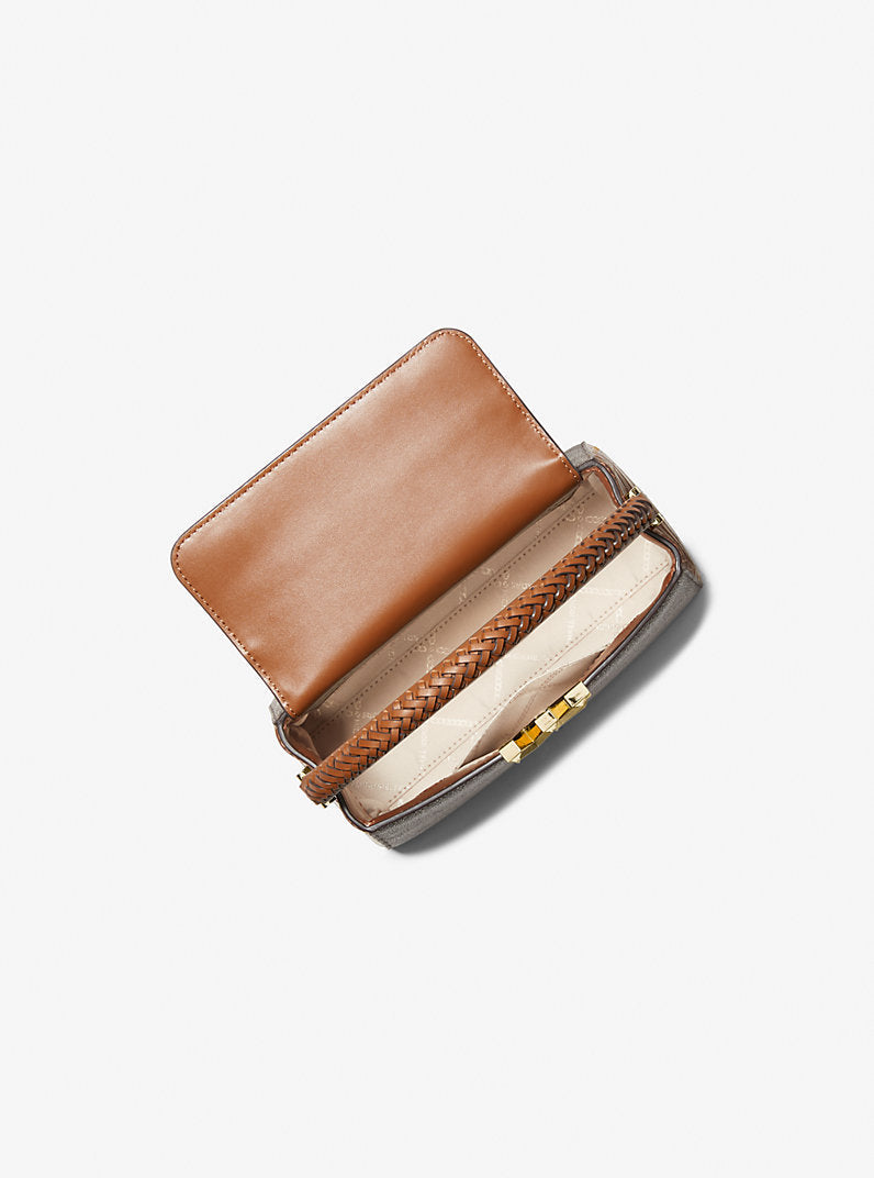 Michael Kors Small Logo and Crocodile Embossed Leather Crossbody Bag