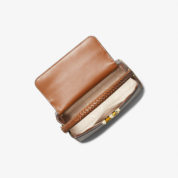 Michael Kors Small Logo and Crocodile Embossed Leather Crossbody Bag