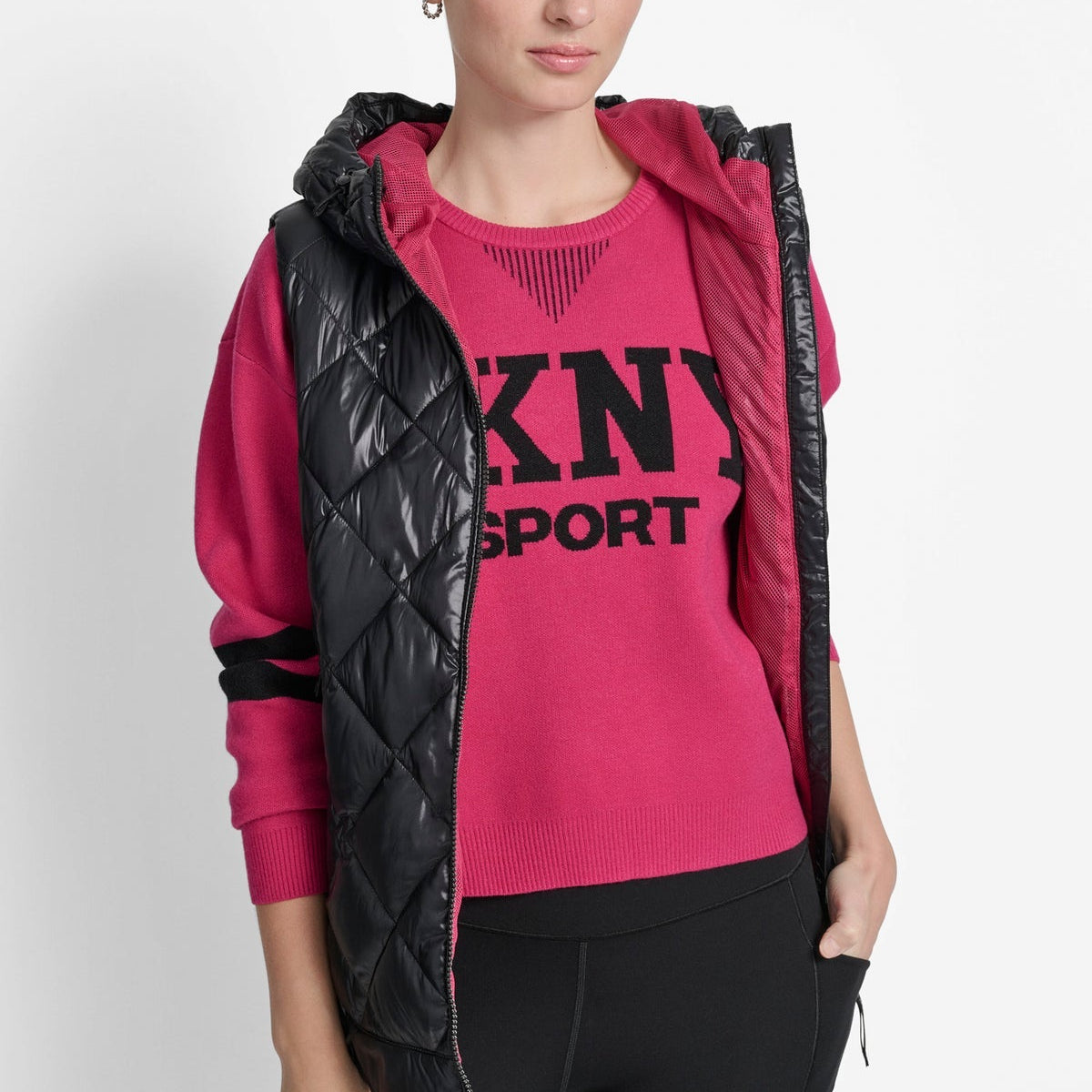 DKNY QUILTED HOODED VEST size M