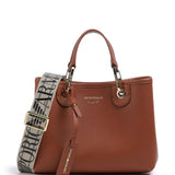 Emporio Armani Small MyEA shopper Bag with Deer Print in Camel