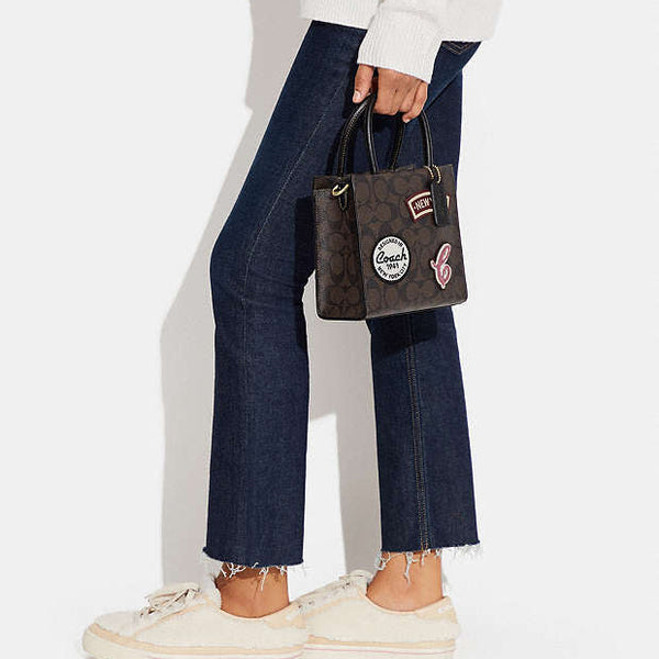 Coach Mini Cally Crossbody In Signature Canvas With Ski Patches