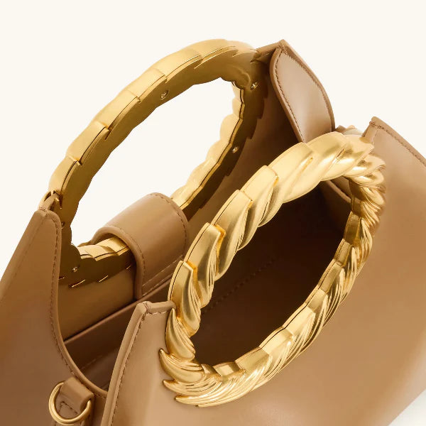 JW Pei Amiya Leaf Handle Sculpture Bag Camel