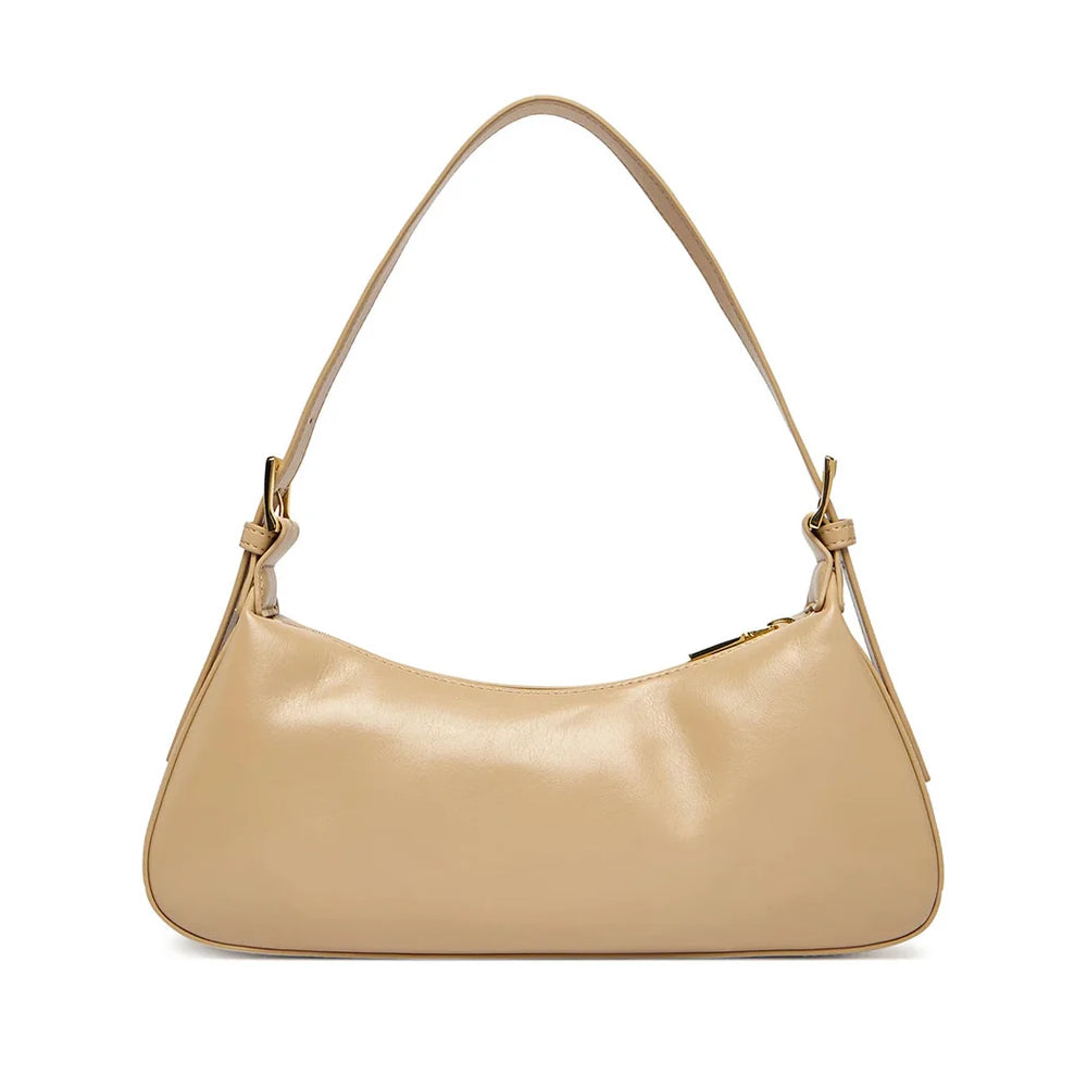 Love Moschino Soft Leather Shoulder Bag in Taupe