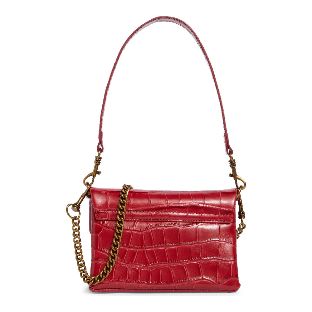 Kurt Geiger Mini Brompton Croc Embossed Leather Crossbody Bag in Red