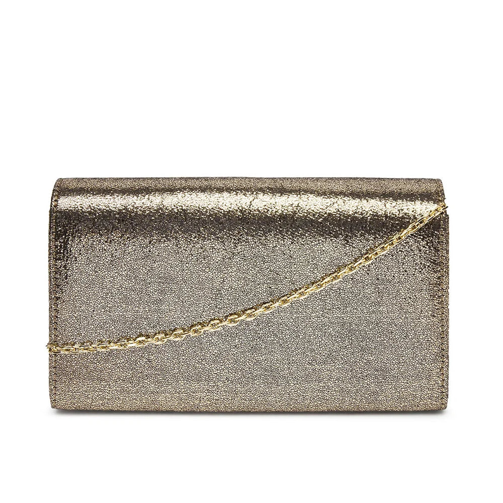 Love Moschino Clutch with Shoulder Strap in Gold