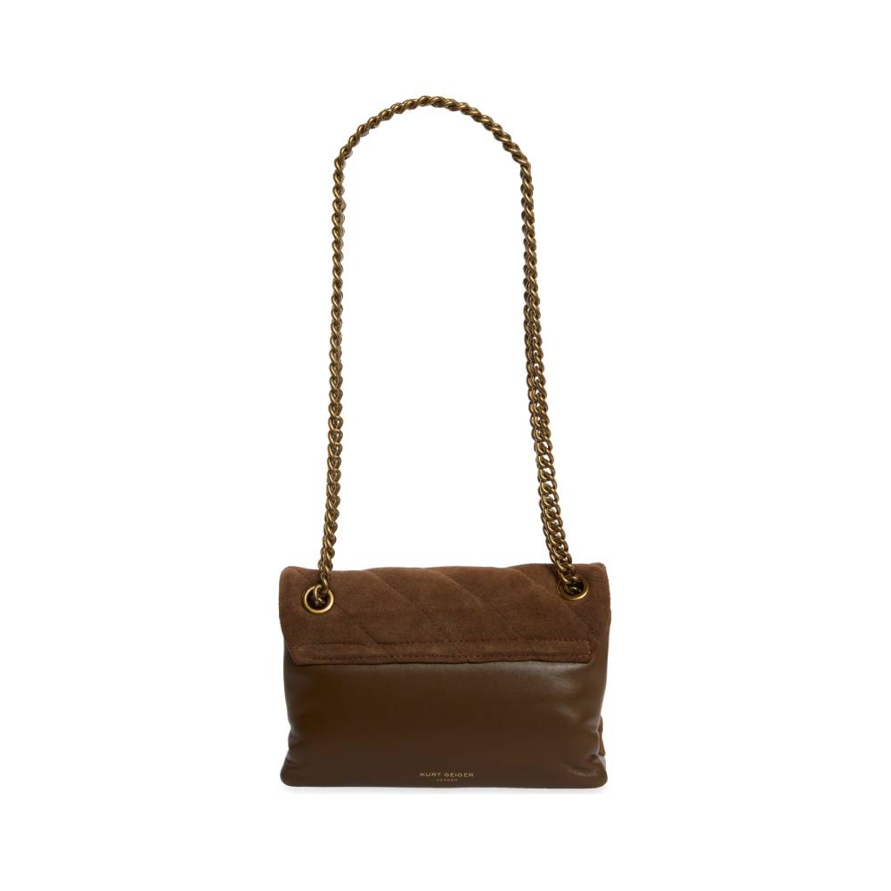 Kurt Geiger Soho Large Leather Bag in Brown Suede