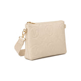 Valentino Bags Pansy Crossbody Bag with Embossed Logo Pattern In Ecru