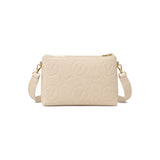 Valentino Bags Pansy Crossbody Bag with Embossed Logo Pattern In Ecru