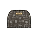 Roberto Cavalli Monogram Cosmetic Pouch In Black/Grey