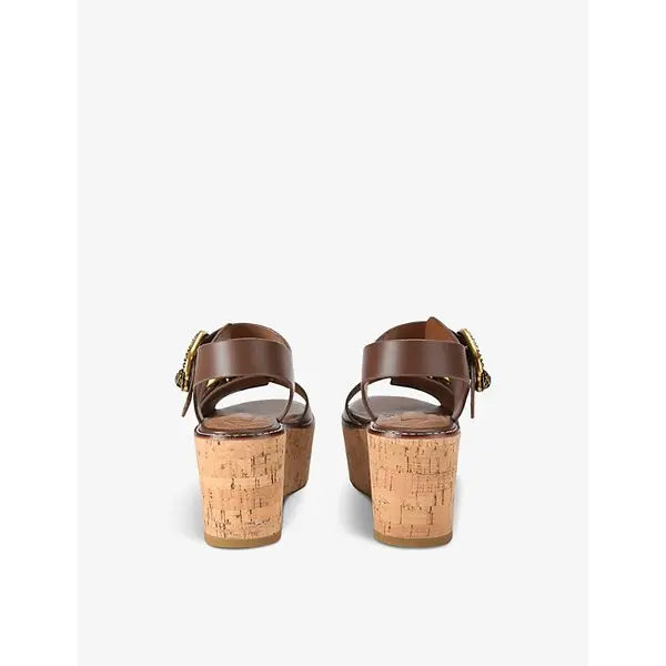 KURT GEIGER  Mayfair Buckle-Embellished Leather Platform Sandals size 6.5M