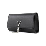 Valentino Divina Pouch With Shoulder Strap In Black/Silver