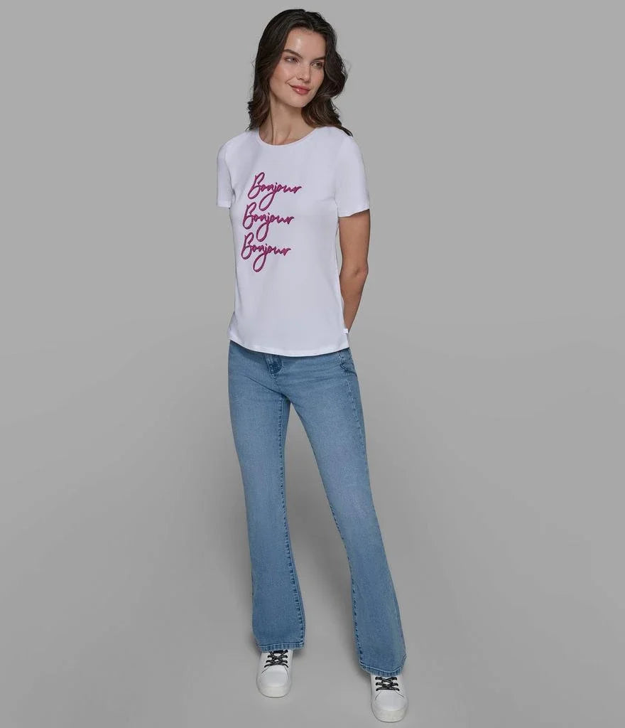 Karl Lagerfeld ParisBONJOUR X 3 EMBELLISHED TEE