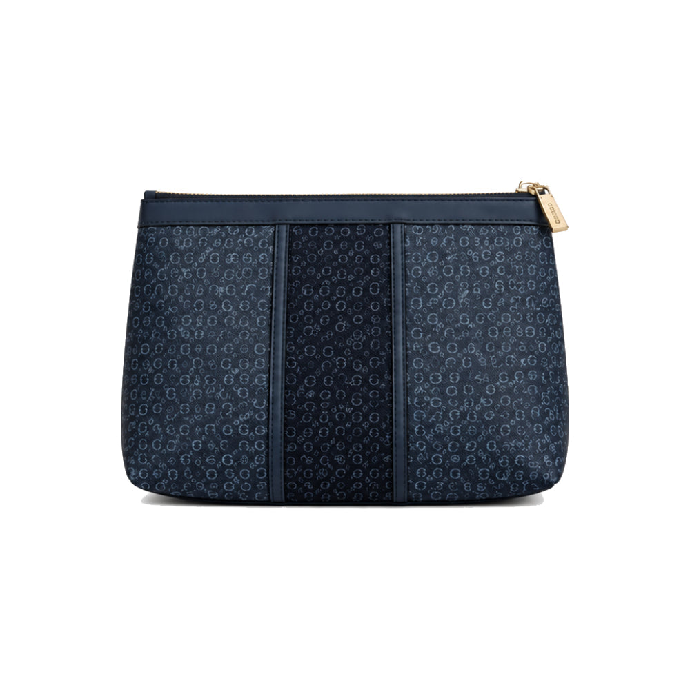 GUESS Monogram Zip Pouch In Navy Blue