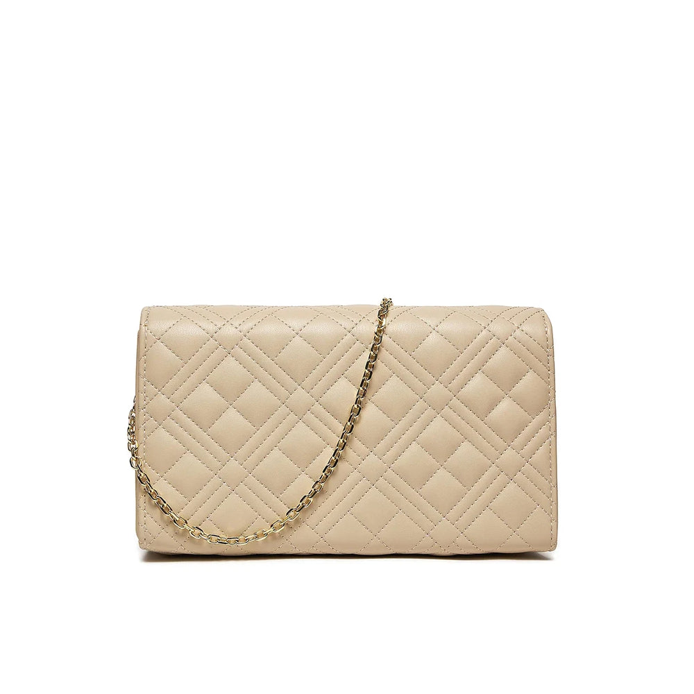 Love Moschino Quilted Logo Crossbody Bag in Beige