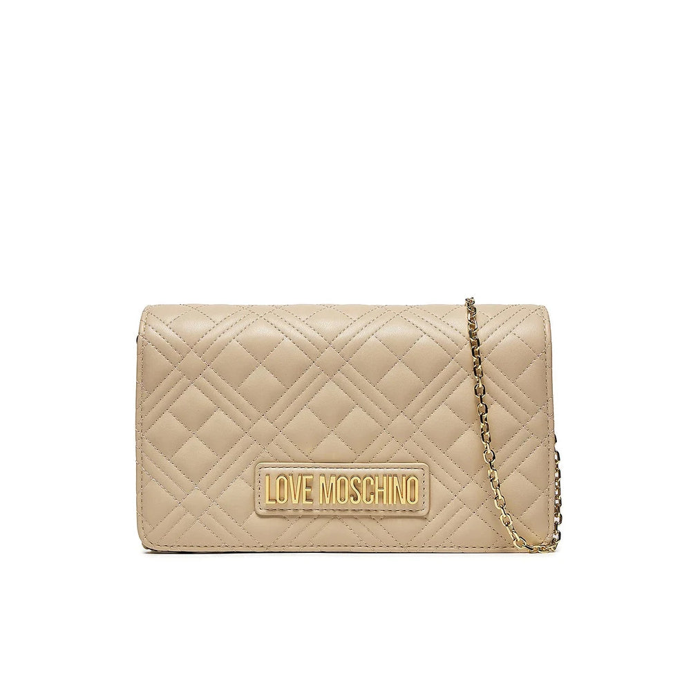 Love Moschino Quilted Logo Crossbody Bag in Beige