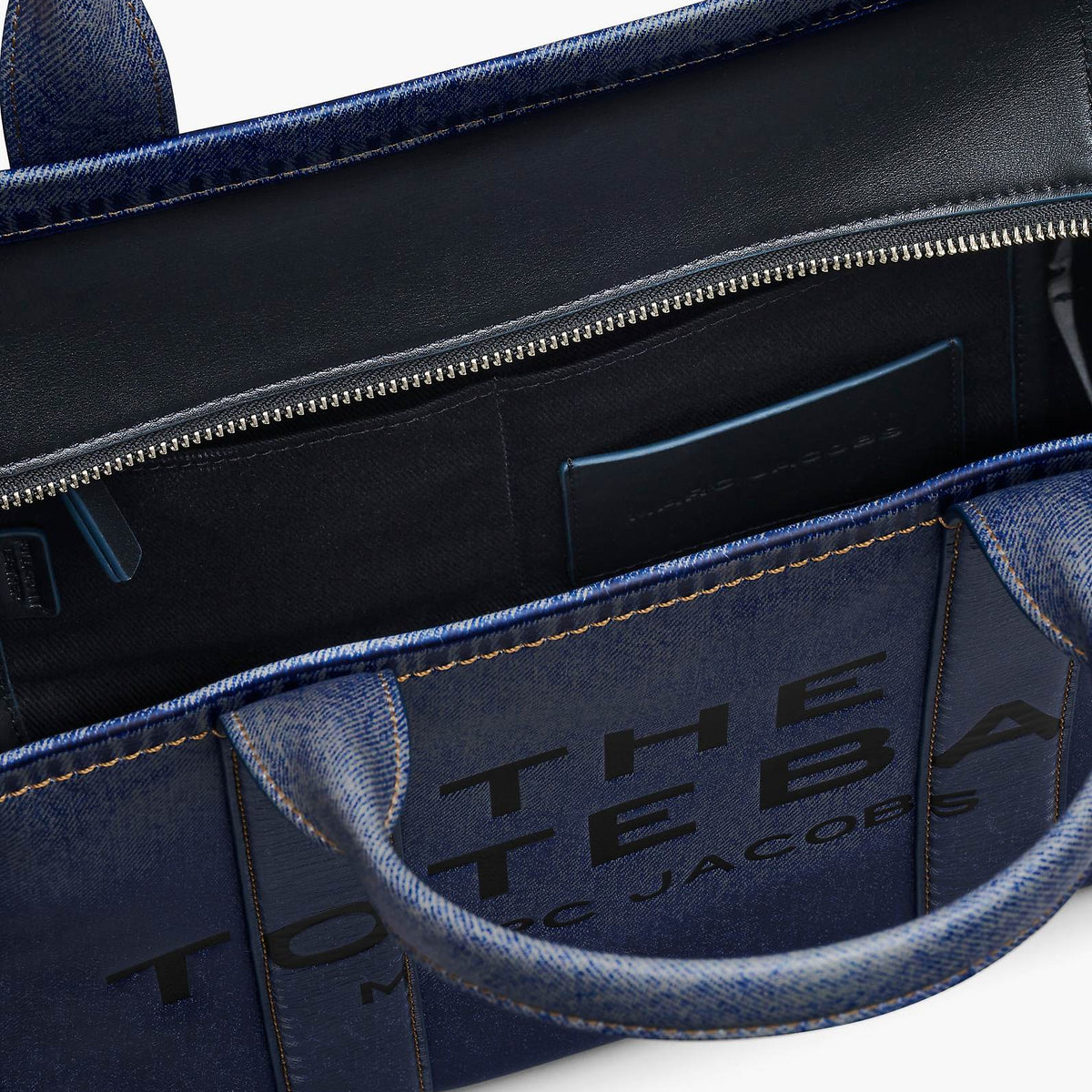 THE DENIM-PRINTED LEATHER MEDIUM TOTE BAG MARC JACOBS