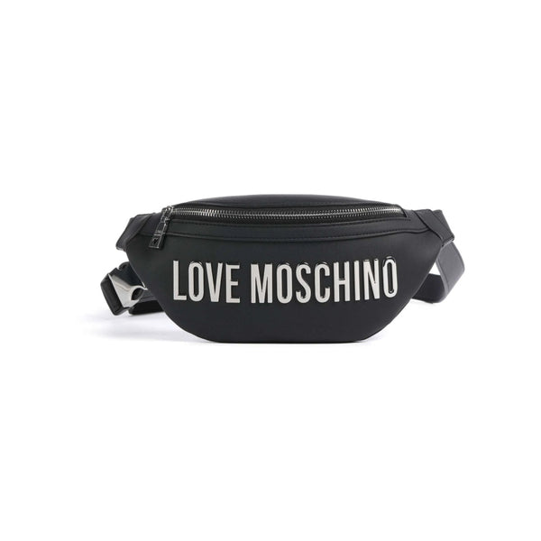 Love Moschino Belt Bag with Silver-Tone Logo In Black