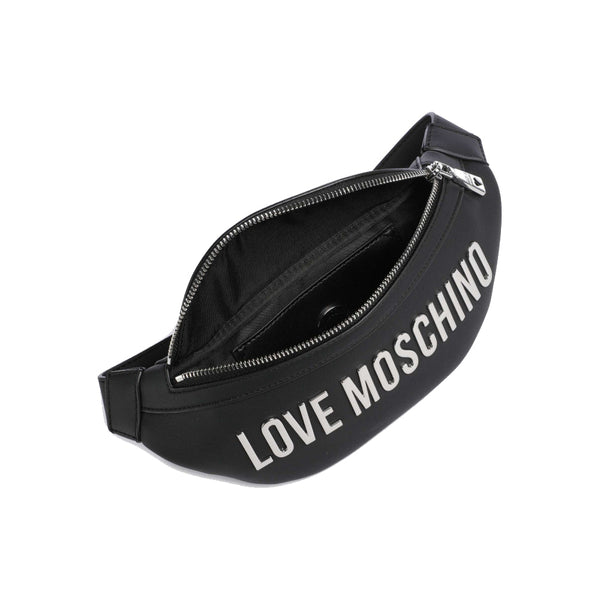 Love Moschino Belt Bag with Silver-Tone Logo In Black