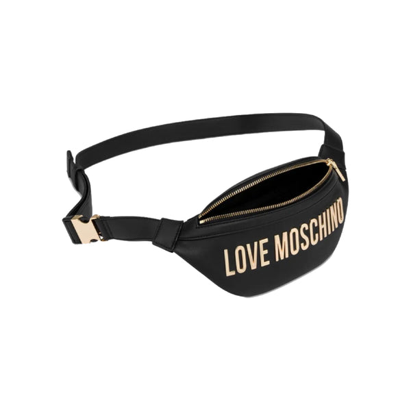 Love Moschino Belt Bag with Gold-Tone Logo In Black