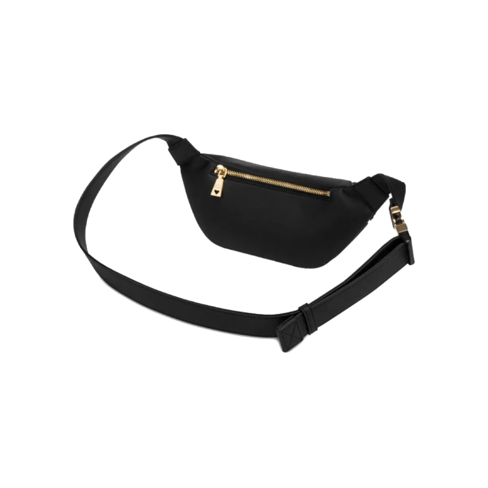 Love Moschino Logo-Lettering Belt Bag with Gold-Tone Logo In Black