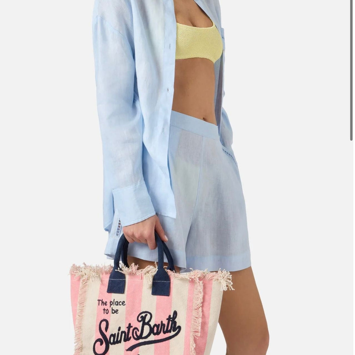 MC2 SAINT BARTH colette vertical-stripes tote bag in pink