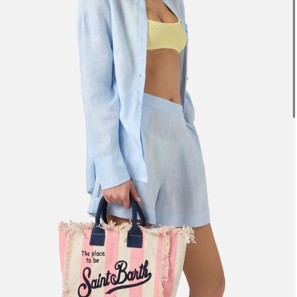 MC2 SAINT BARTH colette vertical-stripes tote bag in pink