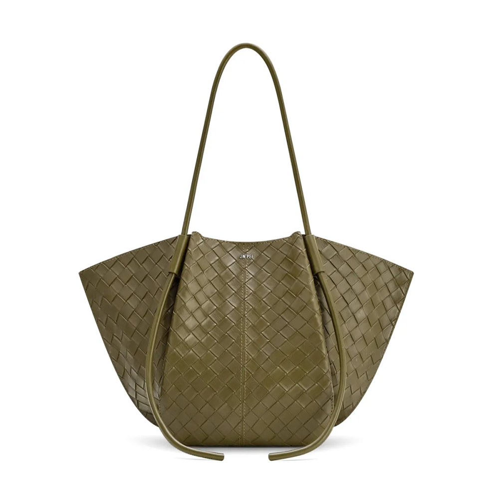 JW PEI Nala Wide Weave Texture Tote Bag in Olive Green